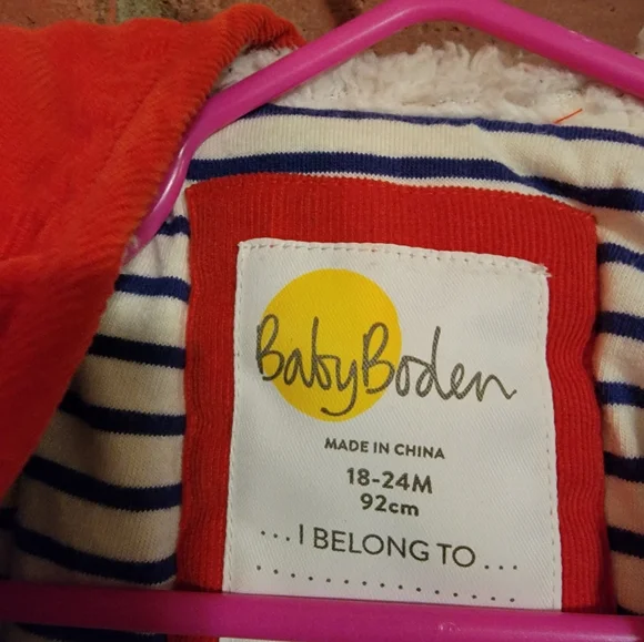 Mini Boden Cord Appliqué Ladybug Spot Coat, Red Size 18-24 months 92 CM